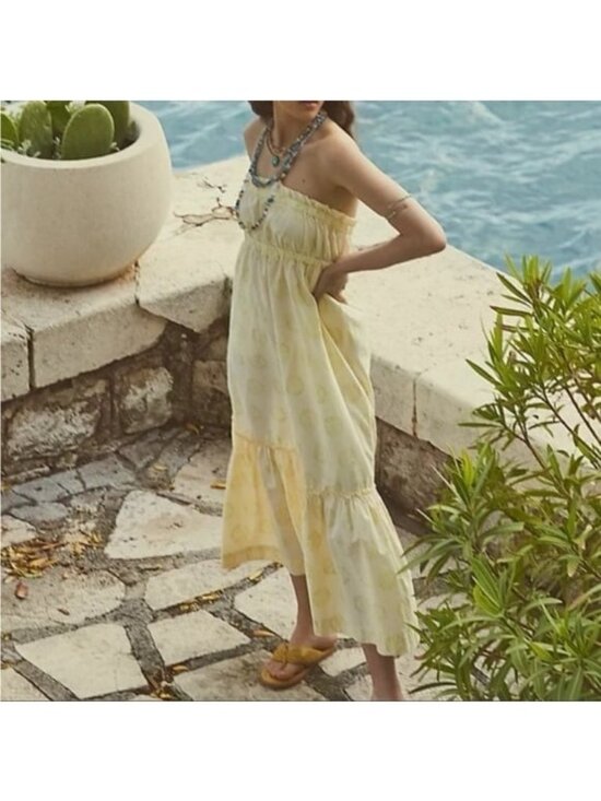 Free People Dresses & Skirts - Free People strapless floral cotton poplin midi dress